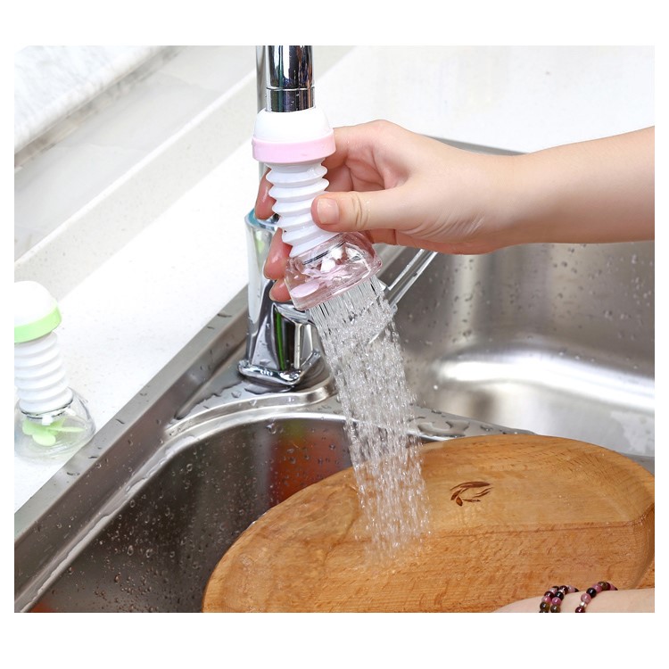 Kitchen Water Saver Tap 360 Degrees Rotatable Swivel Faucet Nozzle Filter - Pink-3