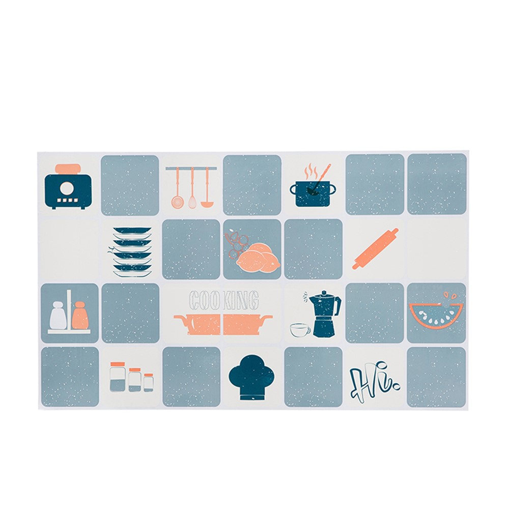 Self-adhesive High Temperature Resistance Kitchen Wall Stickers Waterproof Oil-proof Decal Wallpaper - Blue Kitchenware-3