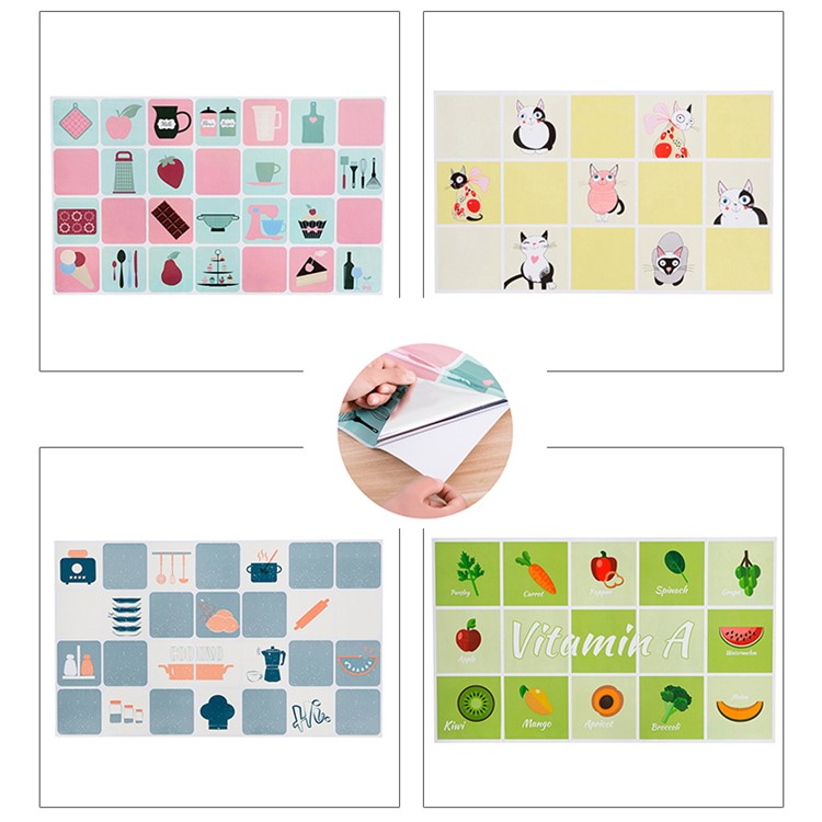 Self-adhesive High Temperature Resistance Kitchen Wall Stickers Waterproof Oil-proof Decal Wallpaper - Green Fruits-2