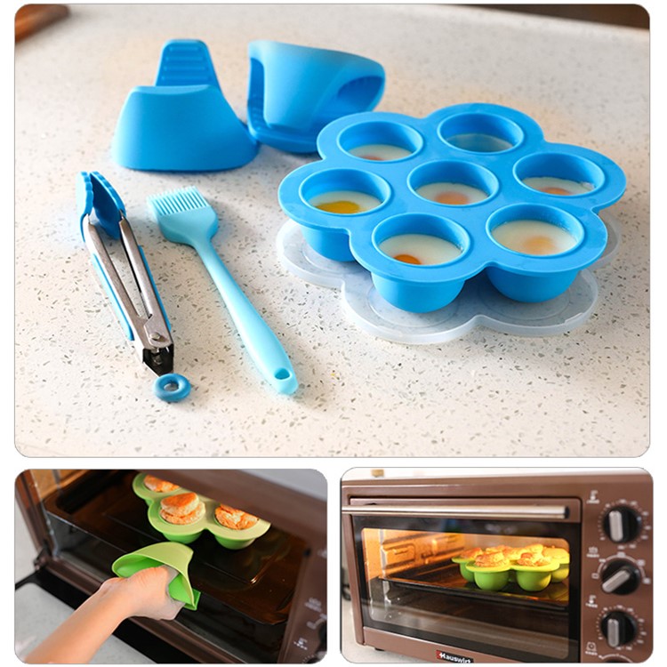 Silicone Egg Bites Molds for Instant Pot and Pressure Cooker Reusable Egg Poacher and Freezer Tray with Lid - Blue-2