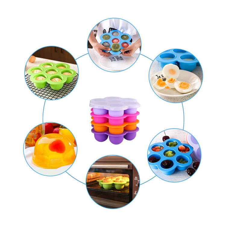 Silicone Egg Bites Molds for Instant Pot and Pressure Cooker Reusable Egg Poacher and Freezer Tray with Lid - Blue-3