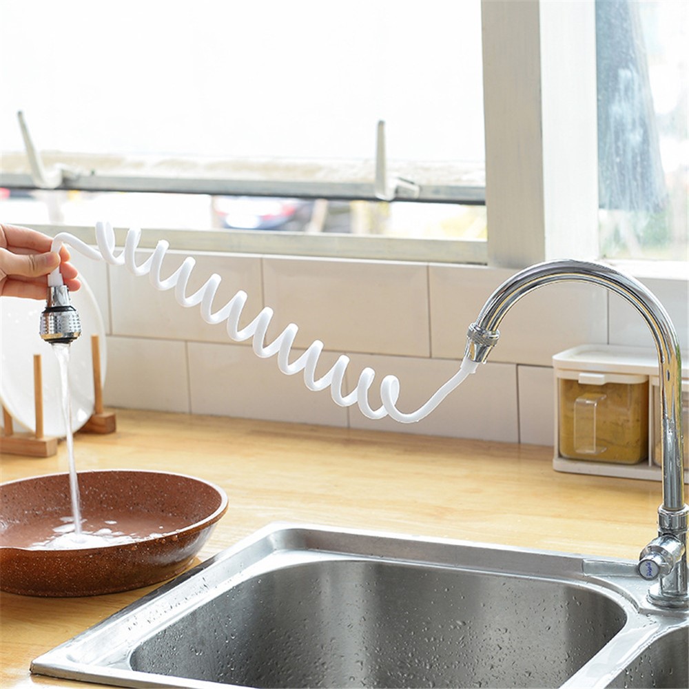 Long Hose Shrinkable Home Kitchen Faucet Splash Head Extension Extender-9
