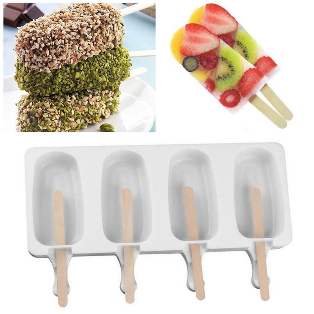 4 Cell Popsicle Maker Silicone Frozen Ice Cream Mold Juice Ice Lolly Pop Mould-1