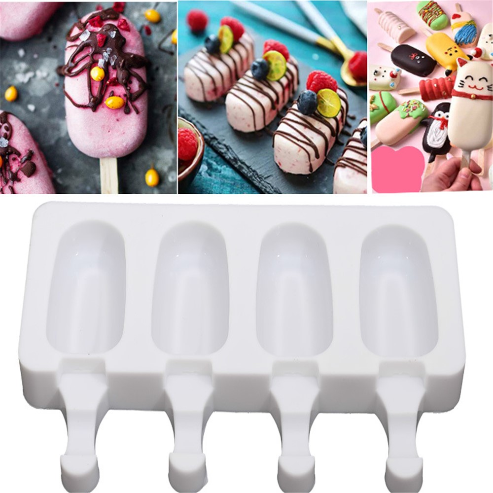 4 Cell Popsicle Maker Silicone Frozen Ice Cream Mold Juice Ice Lolly Pop Mould-3