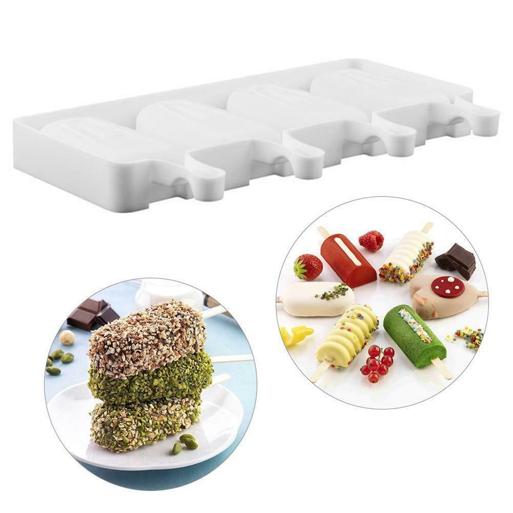 4 Cell Popsicle Maker Silicone Frozen Ice Cream Mold Juice Ice Lolly Pop Mould-4