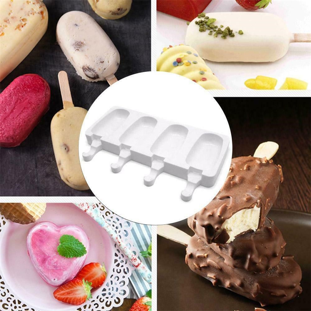 4 Cell Popsicle Maker Silicone Frozen Ice Cream Mold Juice Ice Lolly Pop Mould-5
