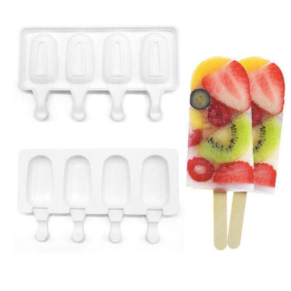 4 Cell Popsicle Maker Silicone Frozen Ice Cream Mold Juice Ice Lolly Pop Mould-9