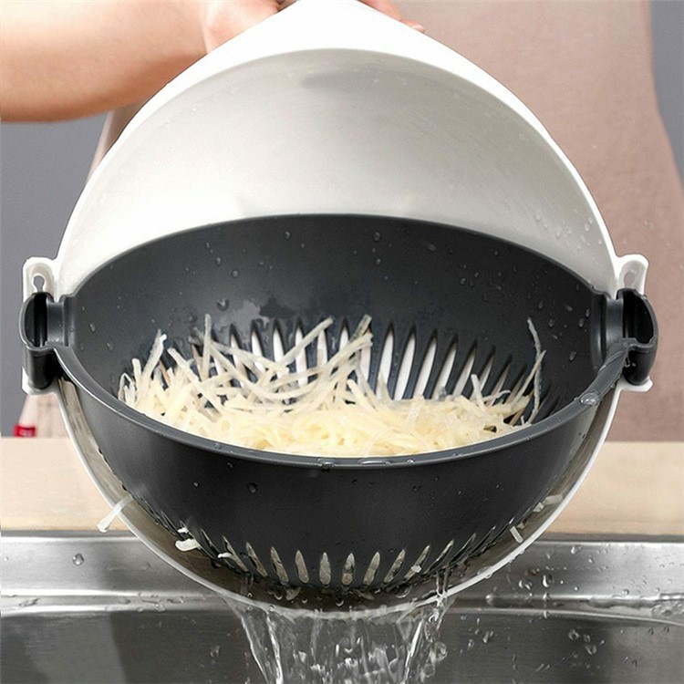 Cortador De Verduras Multifunción 9 En 1 Con Cesto De Drenaje Mágico Cortador De Verduras Giratorio-6