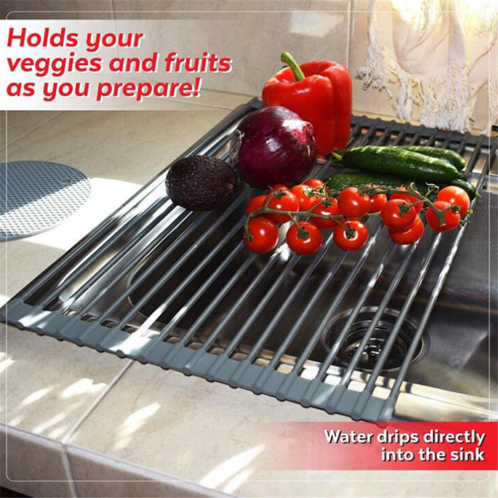 Over the Sink Multipurpose Roll-Up Dish Drying Rack-6