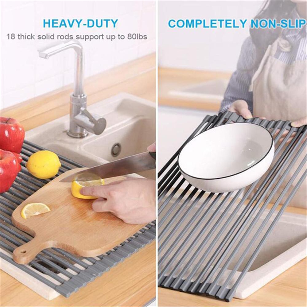 Over the Sink Multipurpose Roll-Up Dish Drying Rack-9