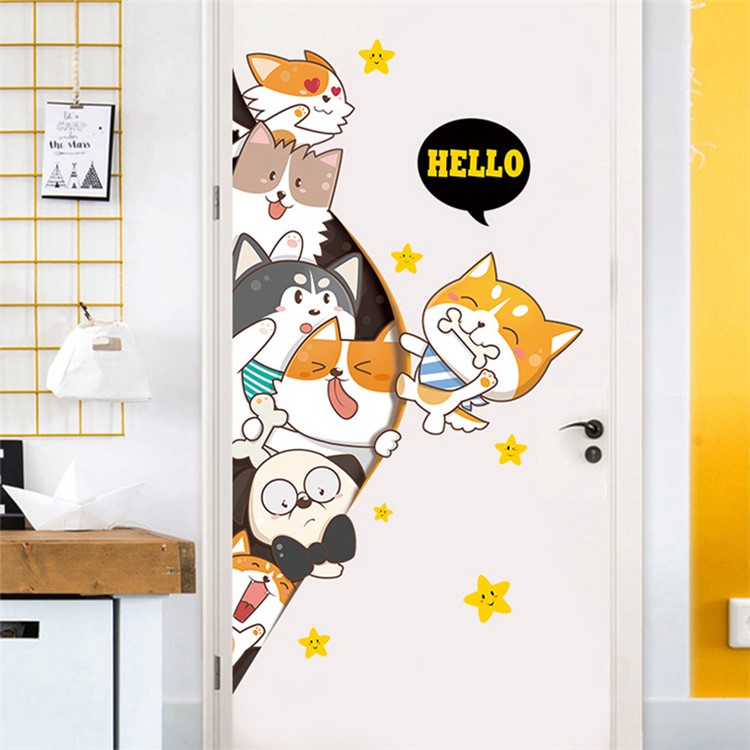 Cute Cartoon Pets HD Printing Wall DIY Decor Stickers Set-1