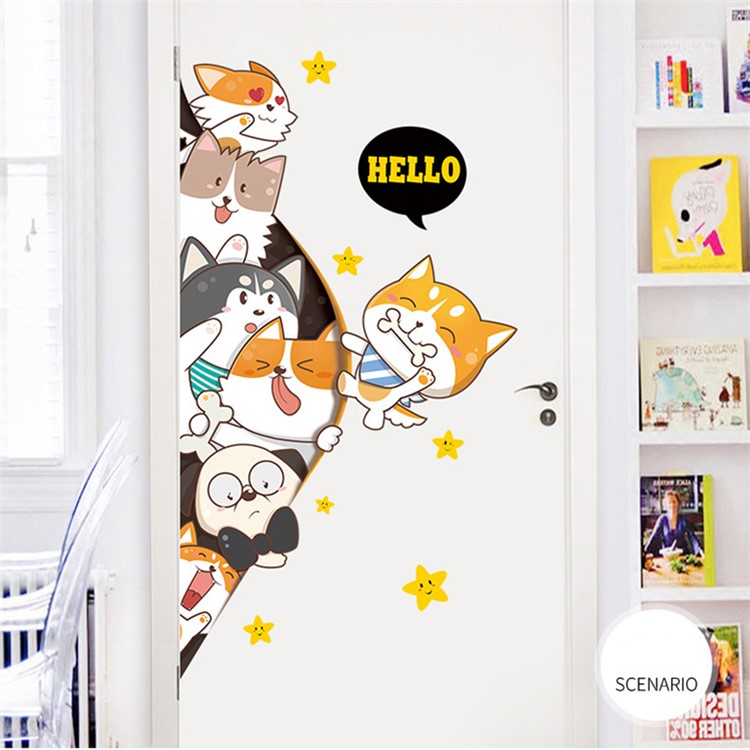 Cute Cartoon Pets HD Printing Wall DIY Decor Stickers Set-2