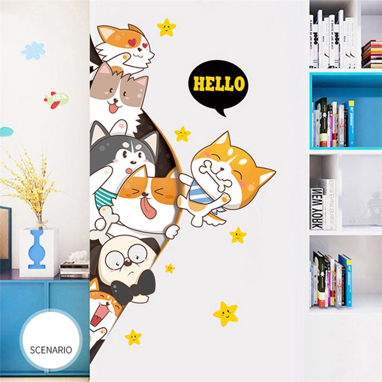 Cute Cartoon Pets HD Printing Wall DIY Decor Stickers Set-3