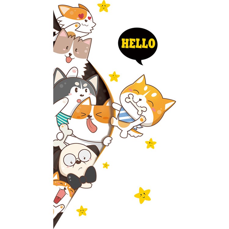 Cute Cartoon Pets HD Printing Wall DIY Decor Stickers Set-6
