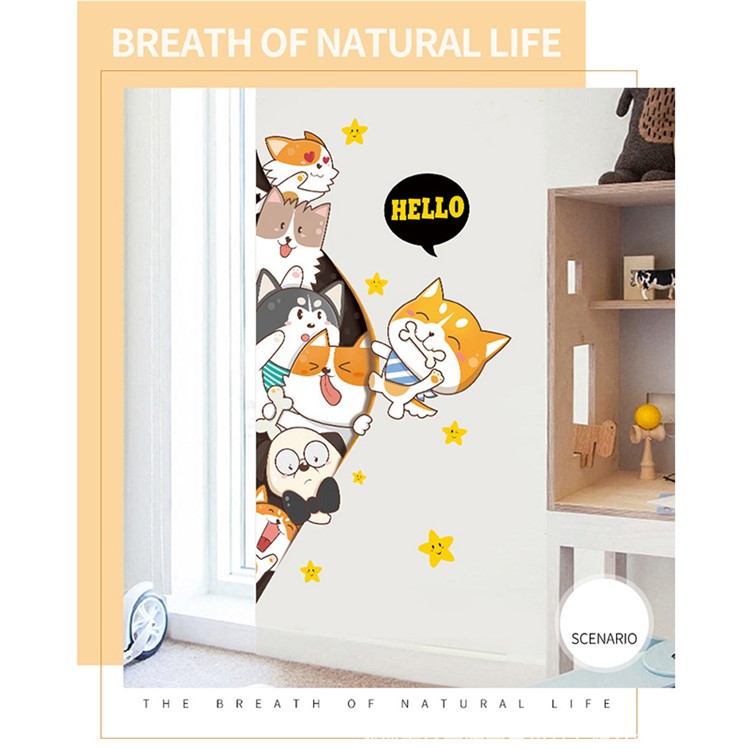 Cute Cartoon Pets HD Printing Wall DIY Decor Stickers Set-7