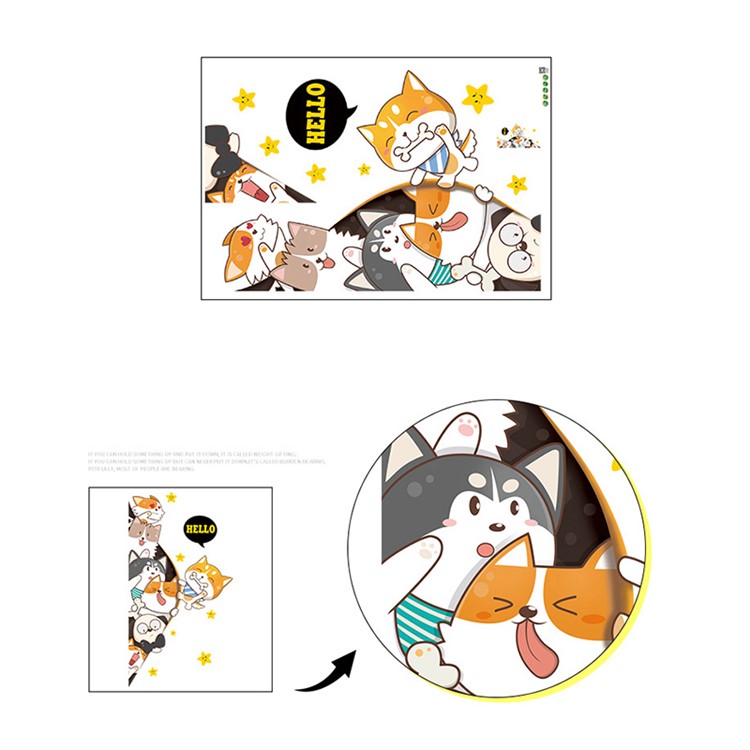 Cute Cartoon Pets HD Printing Wall DIY Decor Stickers Set-8