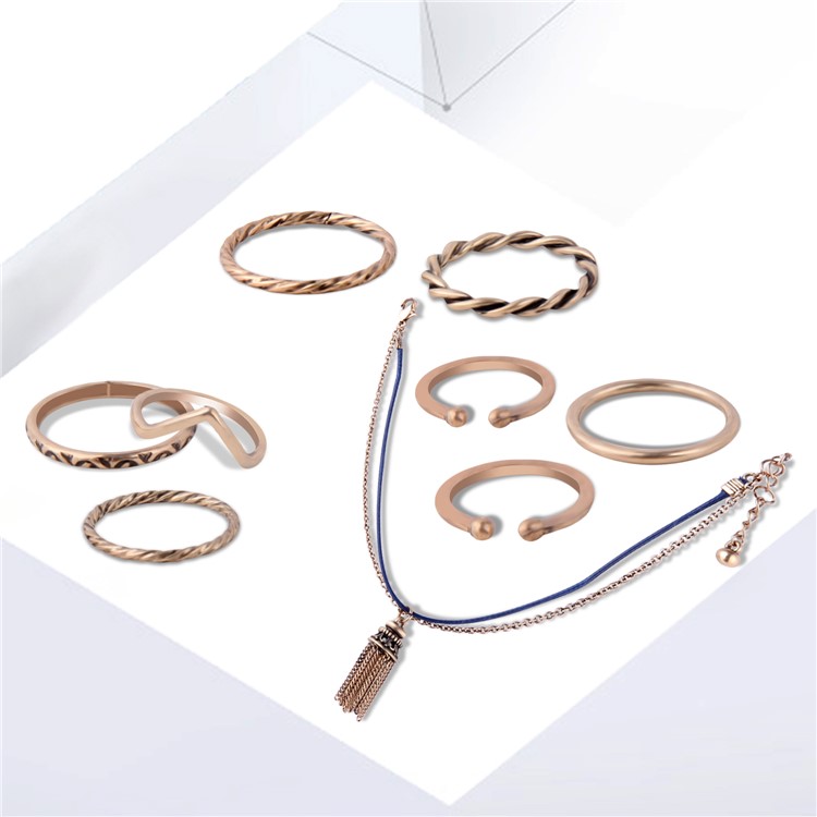 Women's Fashion Ring Bracelet Jewelry Set Plated Charm Set - Style A-1