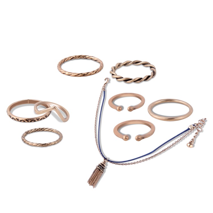 Women's Fashion Ring Bracelet Jewelry Set Plated Charm Set - Style A-2
