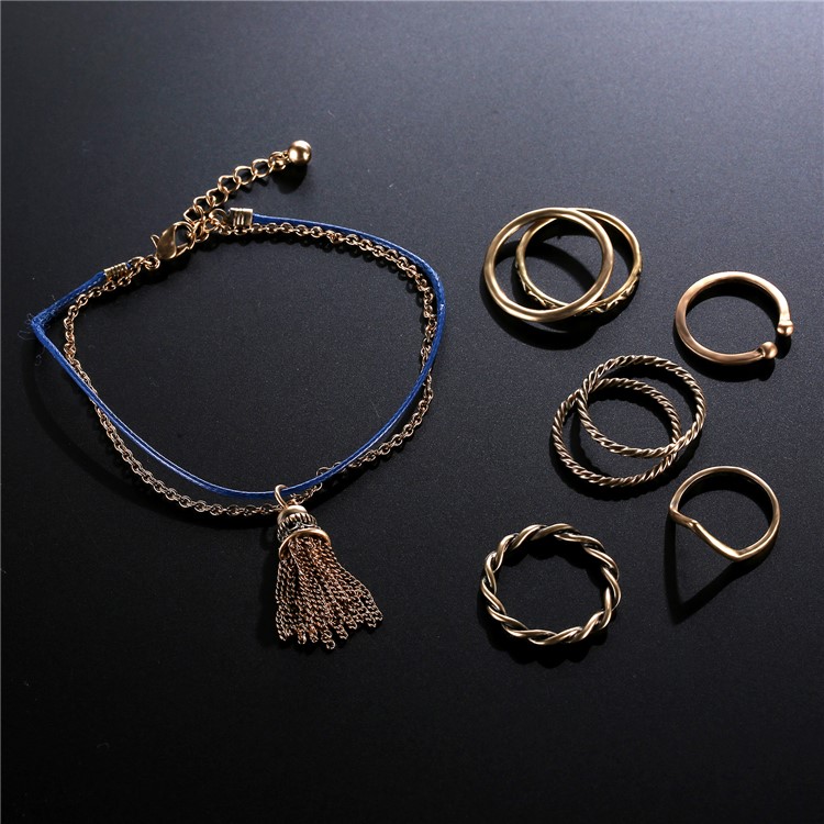 Women's Fashion Ring Bracelet Jewelry Set Plated Charm Set - Style A-4