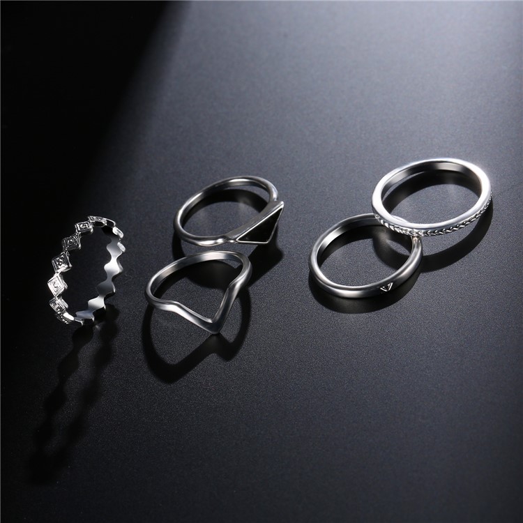 Women's Fashion Necklace Ring Earrings Jewelry Set Plated Charm Set-7