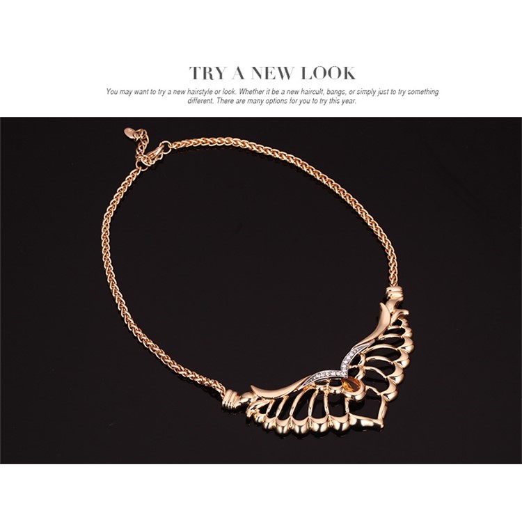 Wedding Gold Plated Necklace Ring Earrings Bracelet Fashion Jewelry Set - Style A-5