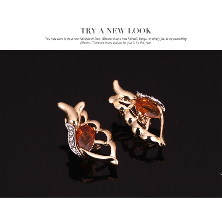 Wedding Gold Plated Necklace Ring Earrings Bracelet Fashion Jewelry Set - Style A-9