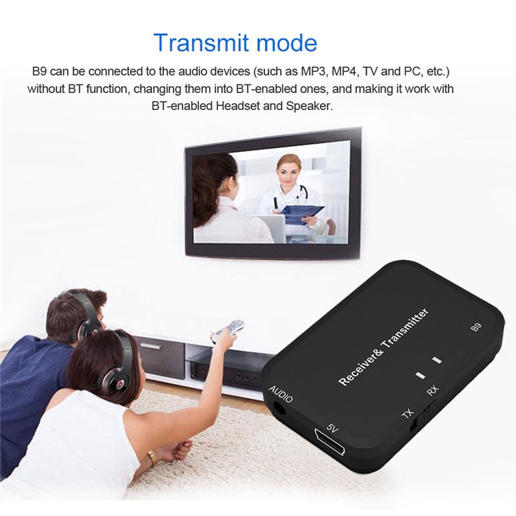 B9 2 in 1 Bluetooth Transmitter & Receiver Bluetooth Audio Adapter 3.5mm Stereo Audio Player-5