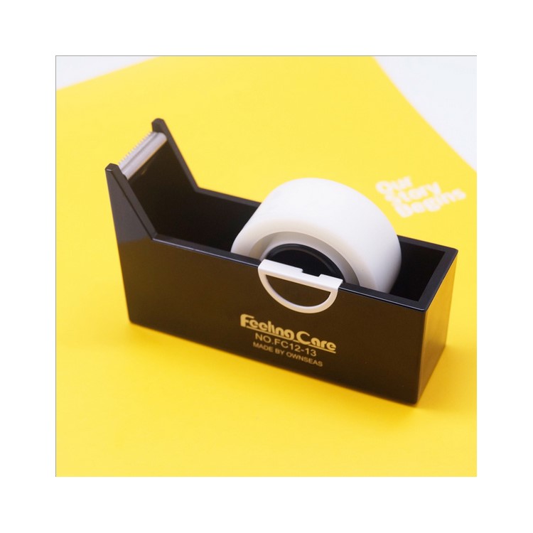 Mini Tape Dispenser Desktop Office Sellotape Sticky Pack Holder - Black-1