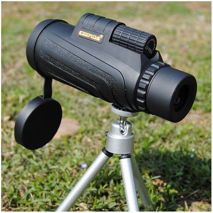 Single Hand Focus Waterproof Fog-proof 10x Zoom Monocular with Low-light-level Night Vision - Black-1