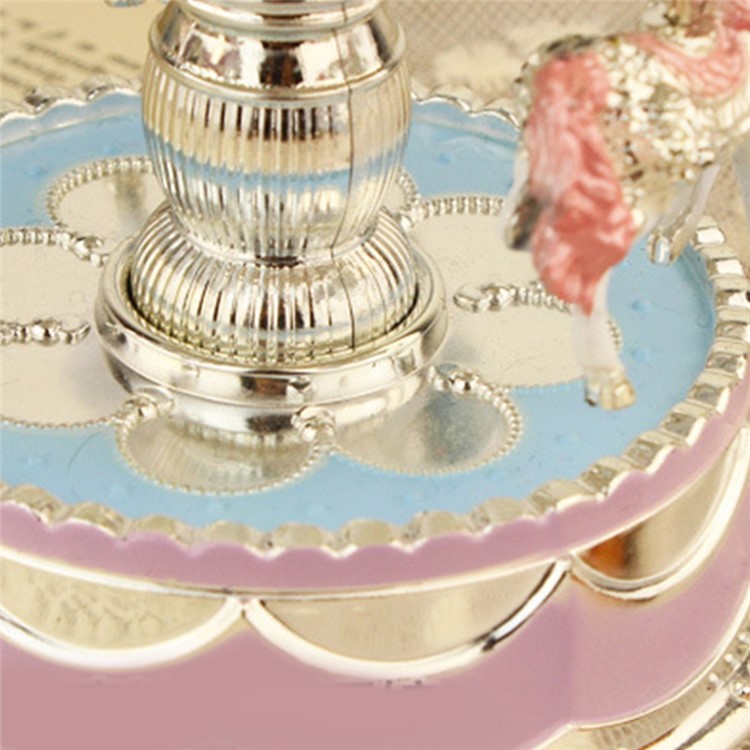 Romantic 3-horse Carousel Music Box with LED Flash Lights for Christmas Birthday Gift - Purple-3