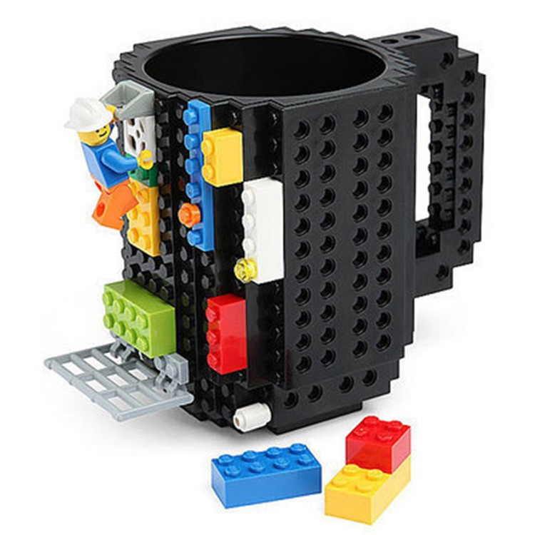 Creative DIY Block Puzzle Mug Drinkware Building Blocks Mugs - Black-1