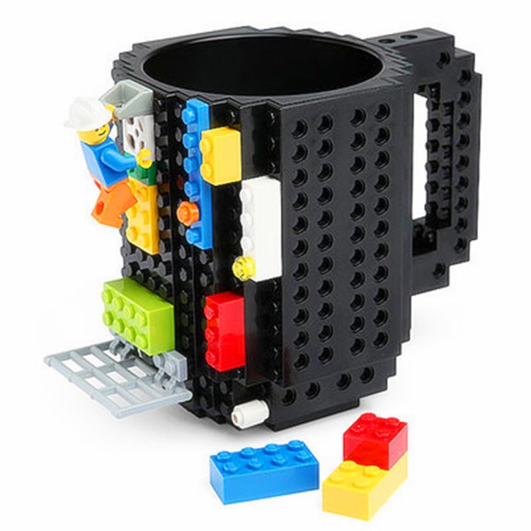 Creative DIY Block Puzzle Mug Drinkware Building Blocks Mugs - Black-6