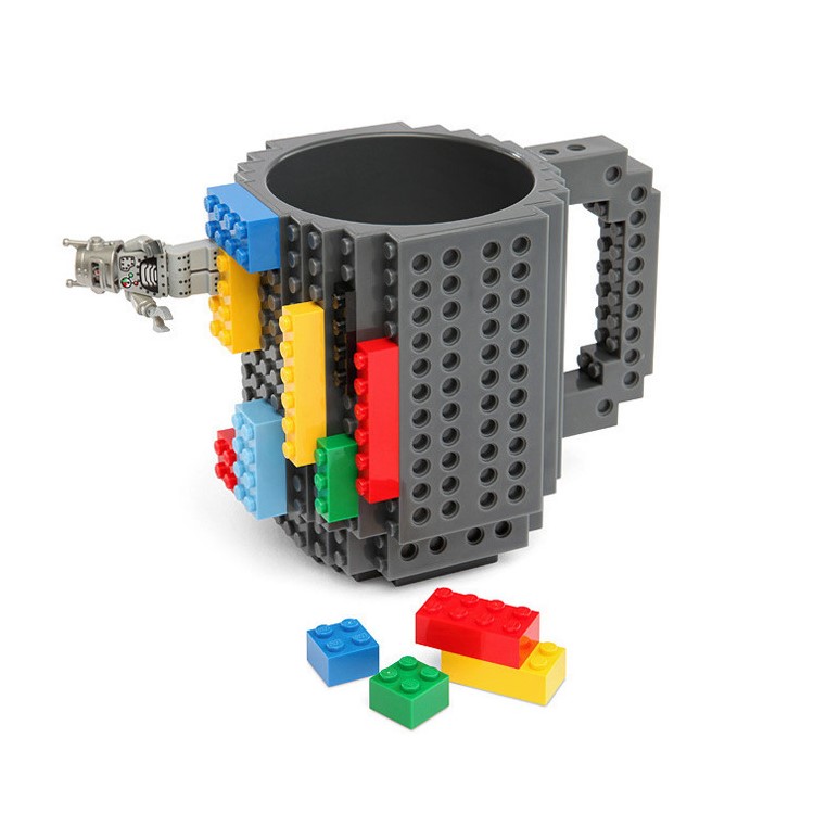 DIY Block Puzzle Mug Drinkware Building Blocks Mugs - Grey-1