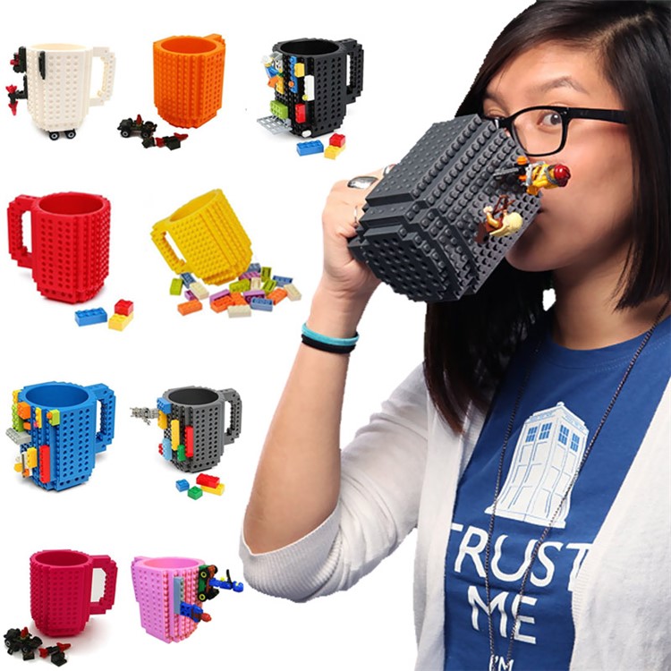 Creative DIY Block Puzzle Mug Drinkware Building Blocks Cup - Red-3
