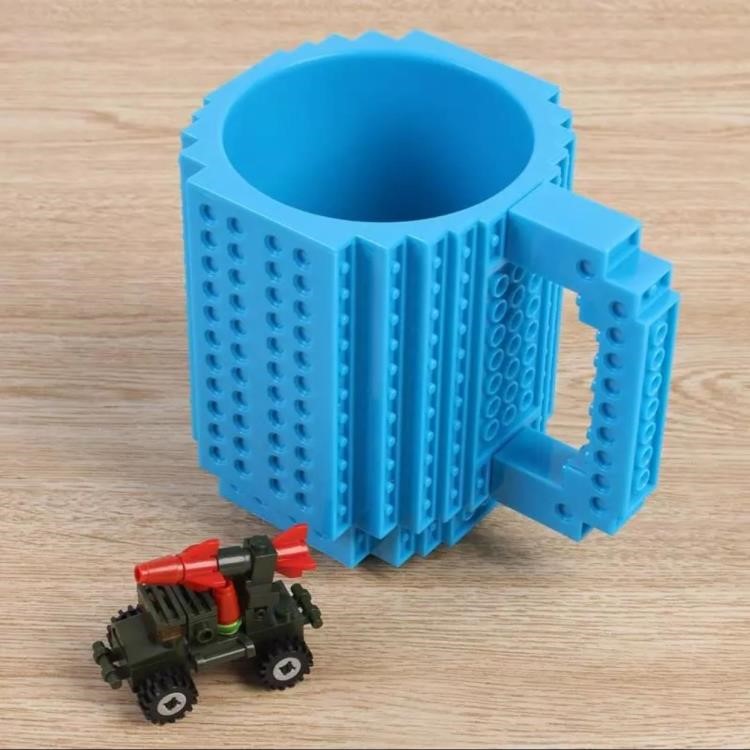 DIY Block Puzzle Cup Drinkware Building Blocks Mugs - Blue-1