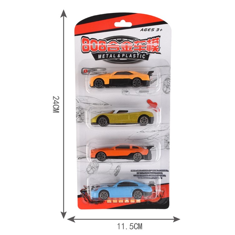 4Pcs/lot 1:50 Mini Cartoon Cute Taxi Alloy Car Model Kit for Kids - Random-6