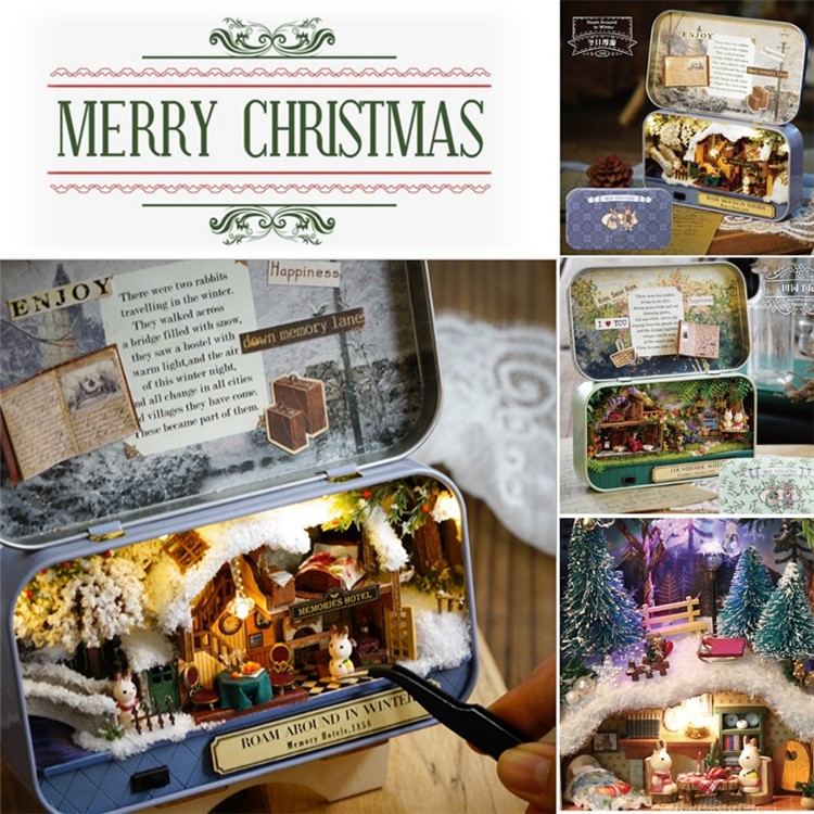 DIY Miniature 3D Doll House Dollhouse Kit Box Theatre Kit for Kids Children - Roam Around in Winter-3