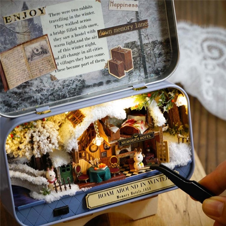 DIY Miniature 3D Doll House Dollhouse Kit Box Theatre Kit for Kids Children - Roam Around in Winter-5