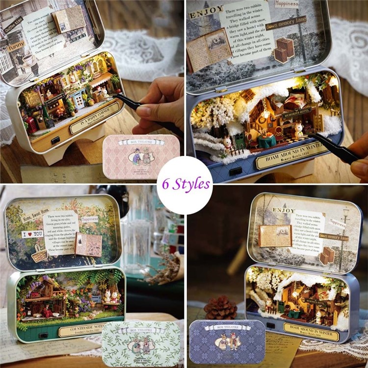 DIY Miniature 3D Doll House Dollhouse Kit Box Theatre Kit for Kids Children - Roam Around in Winter-6