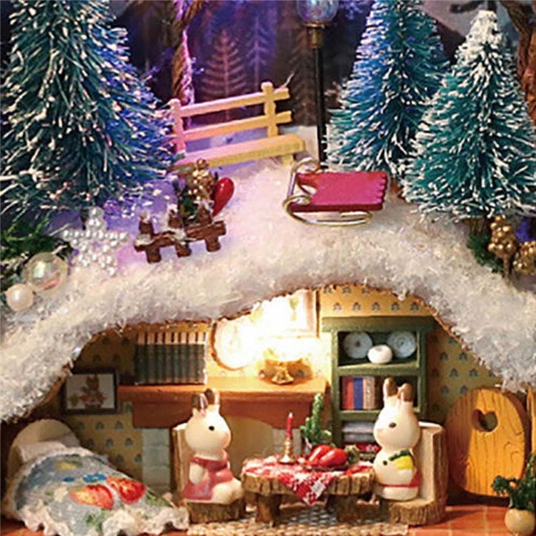 3D DIY Handmade Box Theatre Assemble Kits Dollhouse Miniature Box Gift Toys - Snow Dream-4