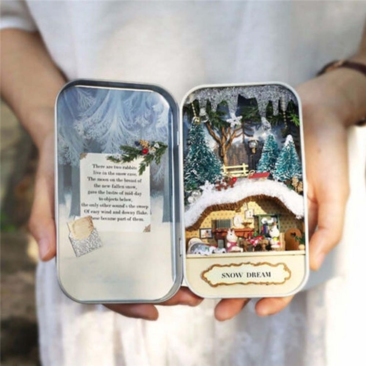 3D DIY Handmade Box Theatre Assemble Kits Dollhouse Miniature Box Gift Toys - Snow Dream-5