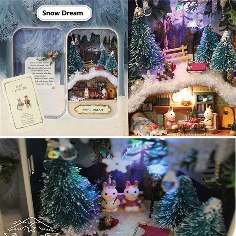 3D DIY Handmade Box Theatre Assemble Kits Dollhouse Miniature Box Gift Toys - Snow Dream-6