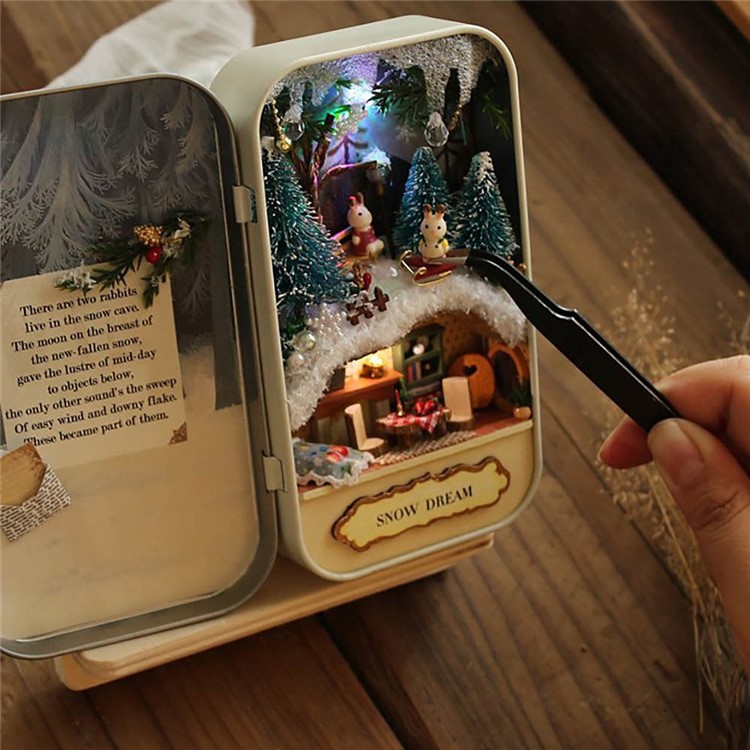 3D DIY Handmade Box Theatre Assemble Kits Dollhouse Miniature Box Gift Toys - Snow Dream-7