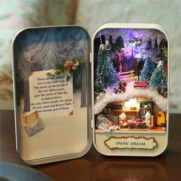 3D DIY Handmade Box Theatre Assemble Kits Dollhouse Miniature Box Gift Toys - Snow Dream-8