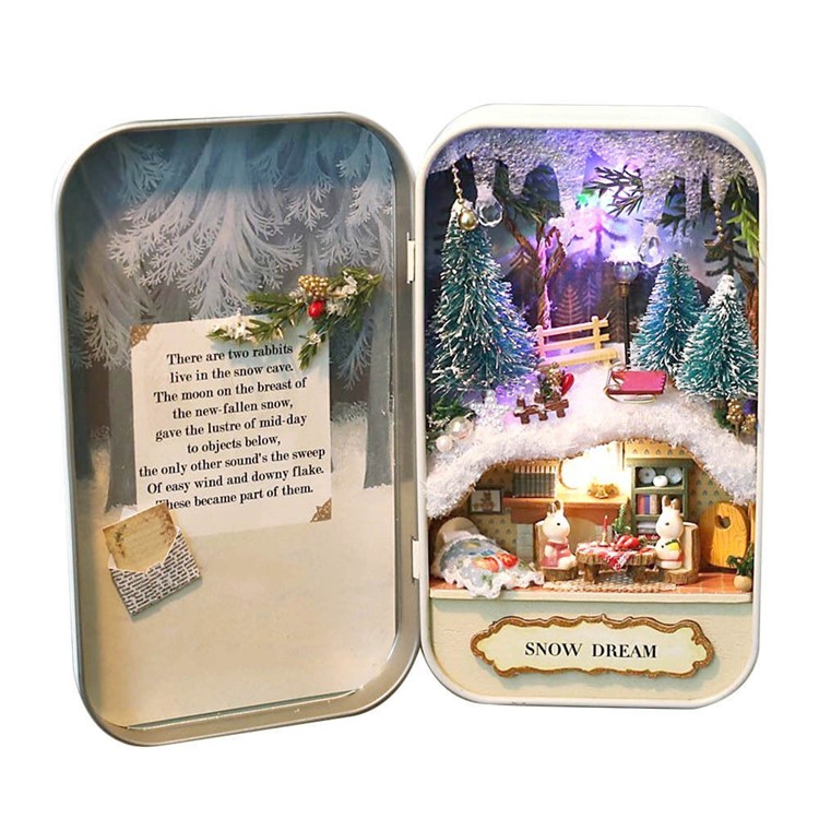 3D DIY Handmade Box Theatre Assemble Kits Dollhouse Miniature Box Gift Toys - Snow Dream-9