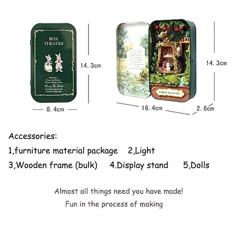 3D Dollhouse DIY Miniature Puzzle Dollhouse Box Theatre Assemble Kits Gift Toys - Forest Rhapsody-10