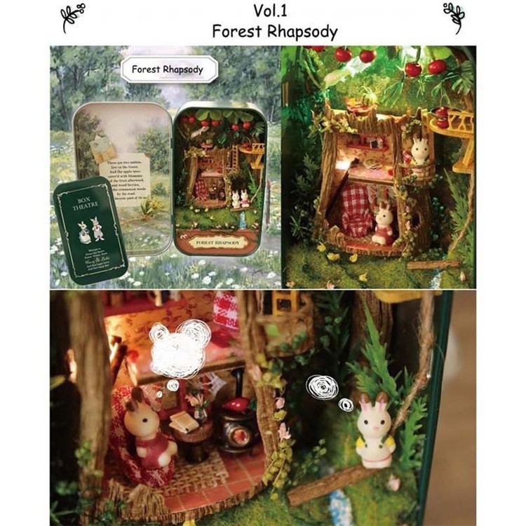3D Dollhouse DIY Miniature Puzzle Dollhouse Box Theatre Assemble Kits Gift Toys - Forest Rhapsody-4