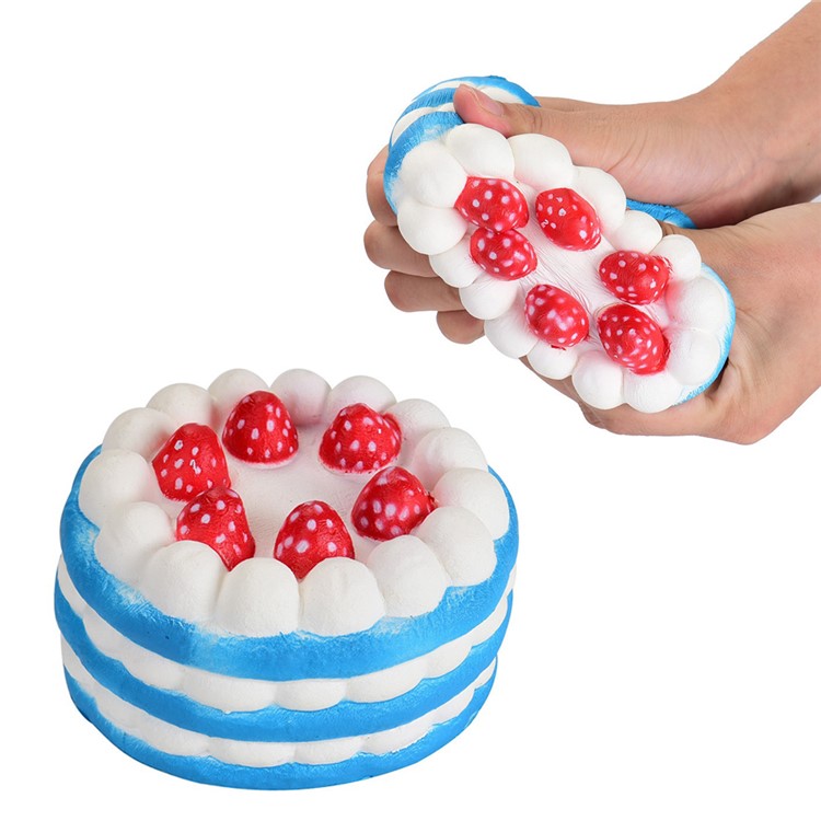 Strawberry Cake Scented Super Slow Rising Kids Toy Stress Reliever Squishy Toy - Blue-1