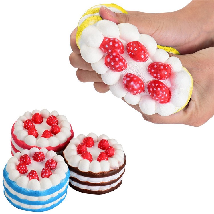Strawberry Cake Scented Super Slow Rising Kids Toy Stress Reliever Squishy Toy - Blue-5