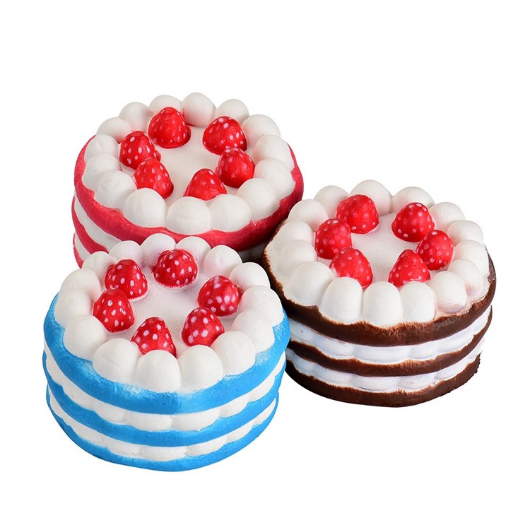 Strawberry Cake Scented Super Slow Rising Kids Toy Stress Reliever Squishy Toy - Blue-7